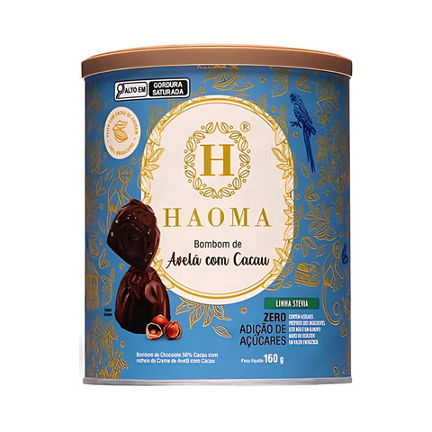 Lata de Bombom de Avelã com Cacau Linha Stevia Haoma 160g