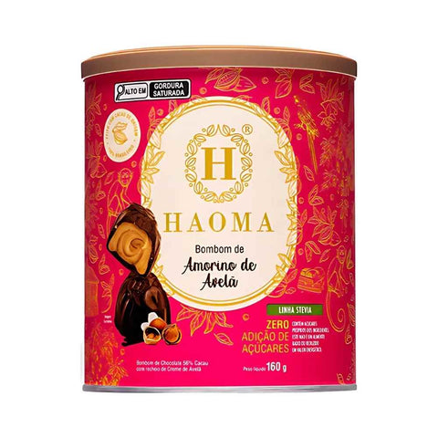 Lata de Bombom Amorino de Avelã Linha Stevia Haoma 160g