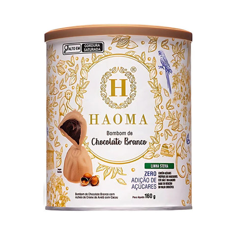 Lata de Bombom Chocolate Branco Linha Stevia Haoma 160g