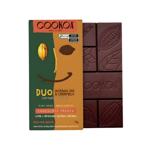 Barra de Chocolate Duo Intenso 70% e Caramelo Cookoa 75g