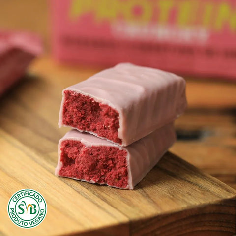 Barra de Proteína Crunchy Morango com cobertura de Hibisco Bio2 (Cx 9 un de 50g)