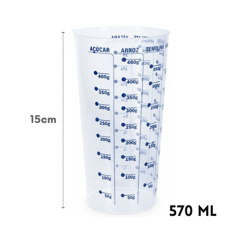 Copo Medidor de Plástico Cristal Color 570ml