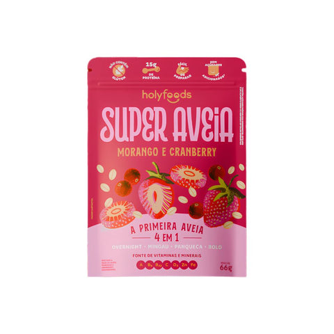 Super Aveia Morango e Cranberry Holyfoods 66g