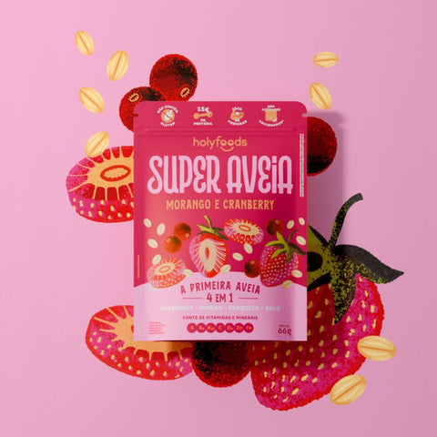 Super Aveia Morango e Cranberry Holyfoods 66g