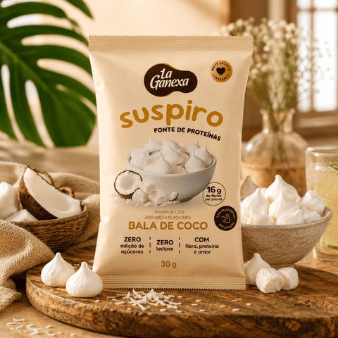 Suspiro Sabor Bala de Coco Zero Açúcar La Ganexa 30g