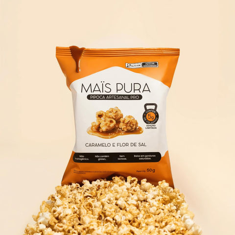 Pipoca Artesanal Caramelo e Flor de Sal PRO Mais Pura 50g